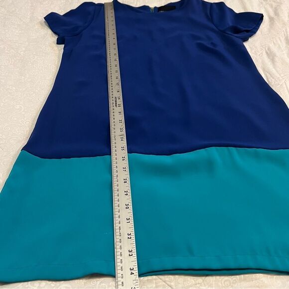 Cynthia Rowely Blue and Teal Color Block Shift Dress Women's Size 8 - Picture 10 of 10
